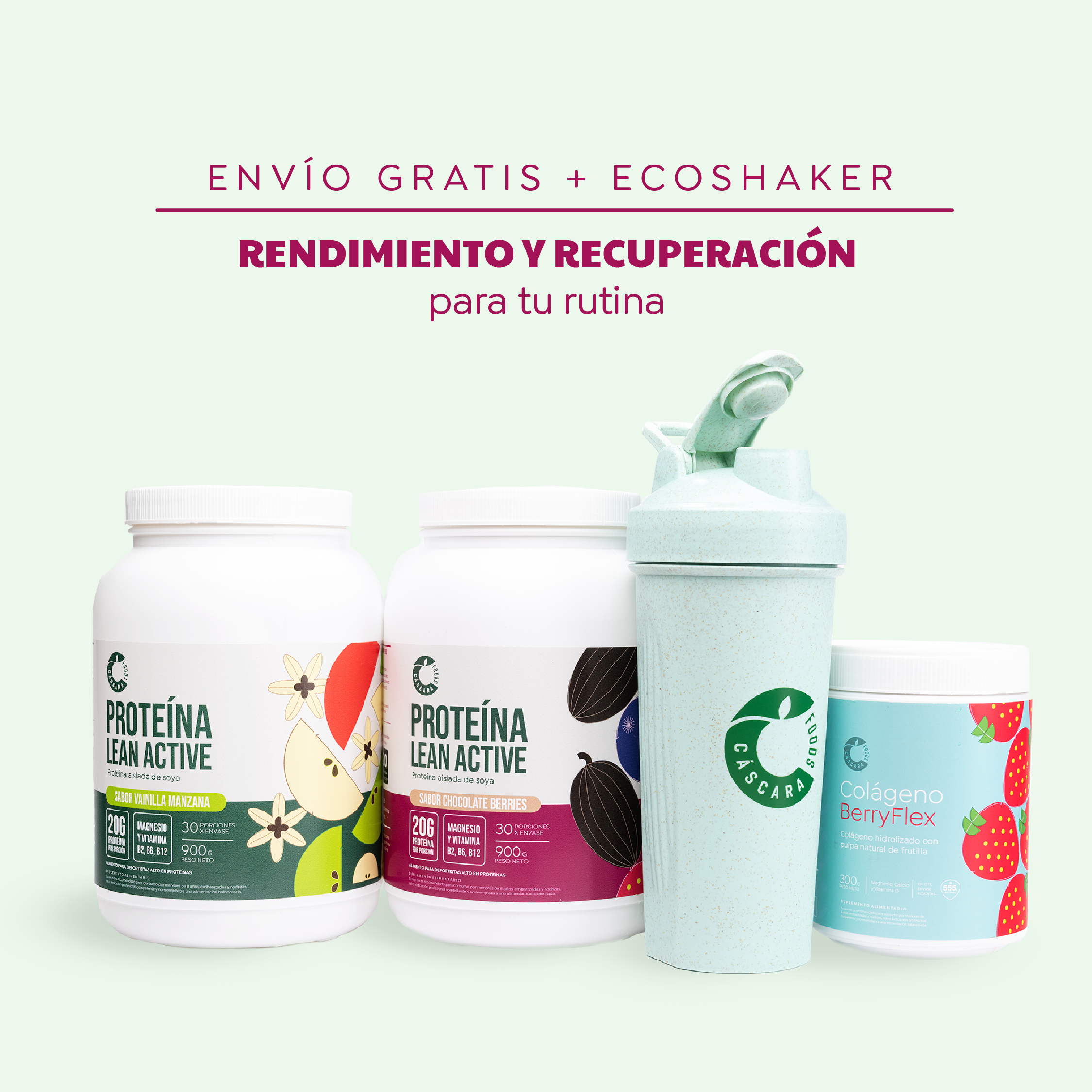 Pack Nutrición & Rendimiento: 2 Proteínas + Colágeno Berryflex + Ecoshaker + Envío Gratis