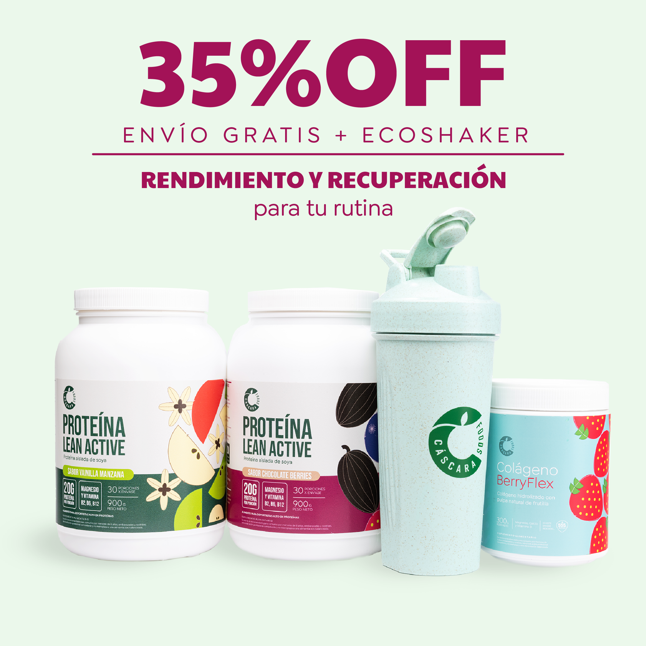Pack Nutrición & Rendimiento: 2 Proteínas + Colágeno Berryflex + Ecoshaker + Envío Gratis