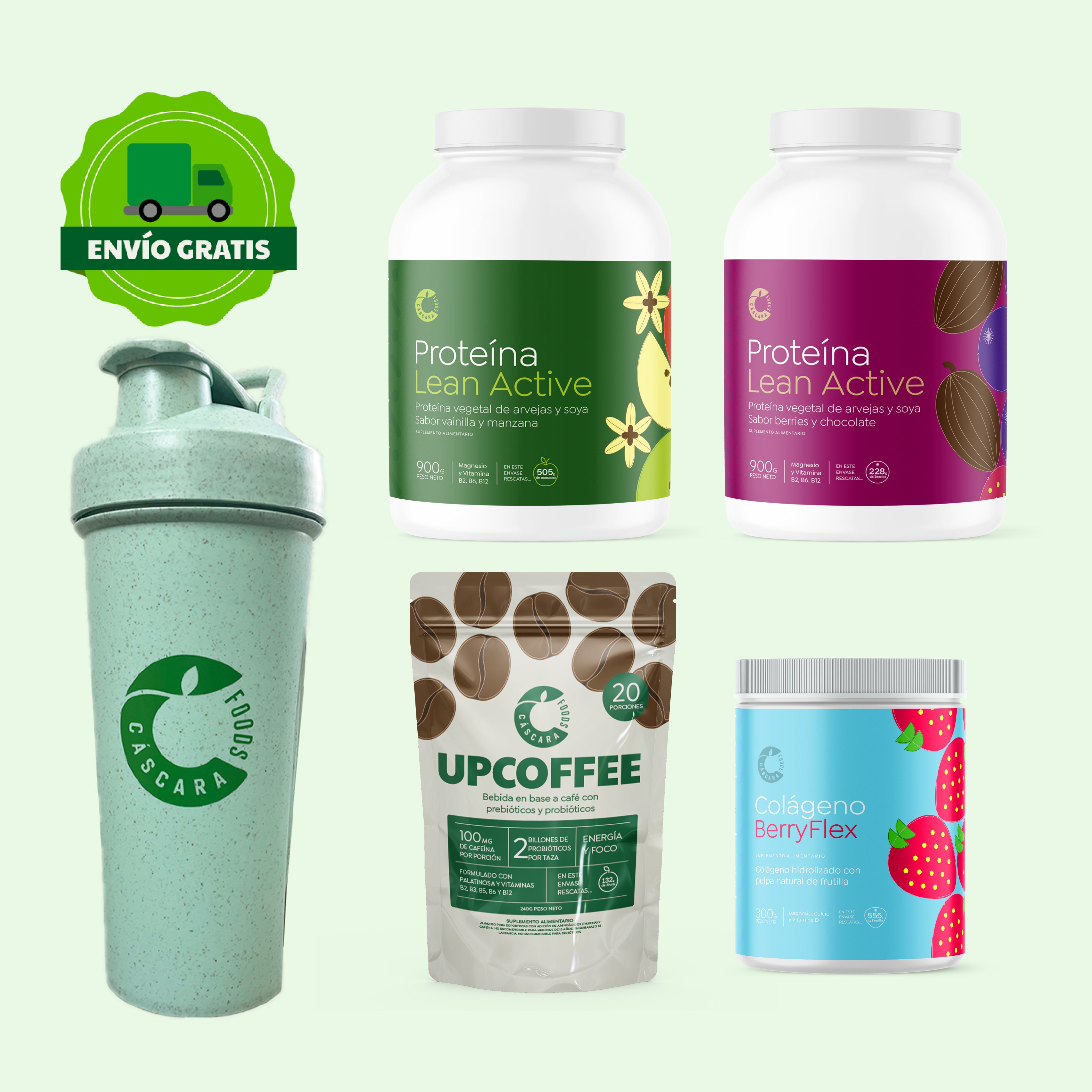 Pack Nutrición & Rendimiento: 2 Proteínas + Colágeno Berryflex + Ecoshaker + Envío Gratis