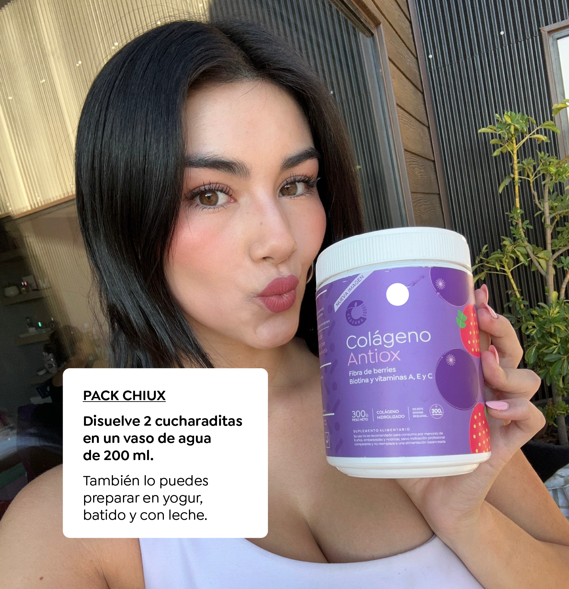 Pack Chiux: 1 Colágeno Antiox + 1 Yuno Morning Shake Vainilla Blizz + 4 Sachet de Azana Prebiotic