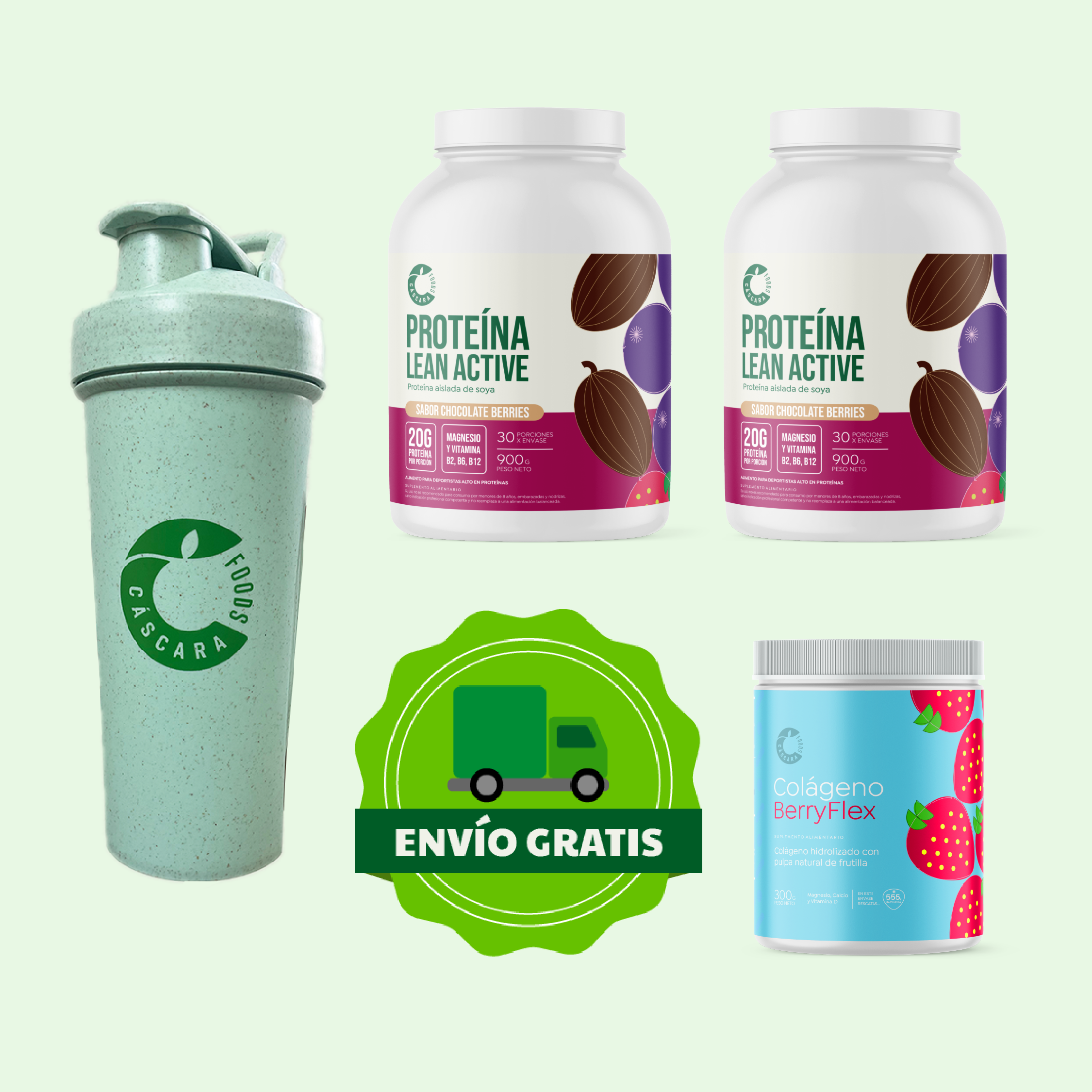 Pack Nutrición & Rendimiento: 2 Proteínas + Colágeno Berryflex + Ecoshaker + Envío Gratis