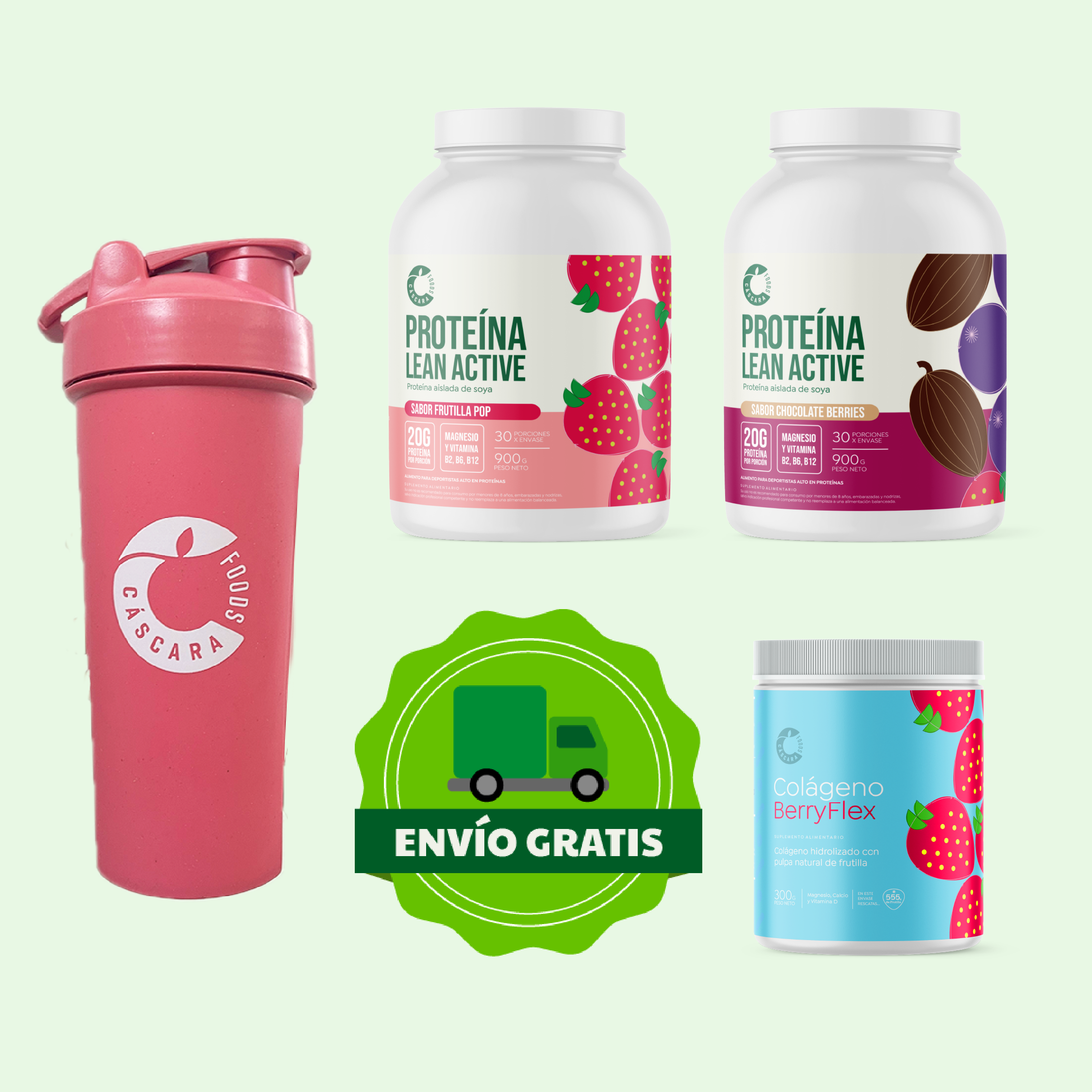 Pack Nutrición & Rendimiento: 2 Proteínas + Colágeno Berryflex + Ecoshaker + Envío Gratis
