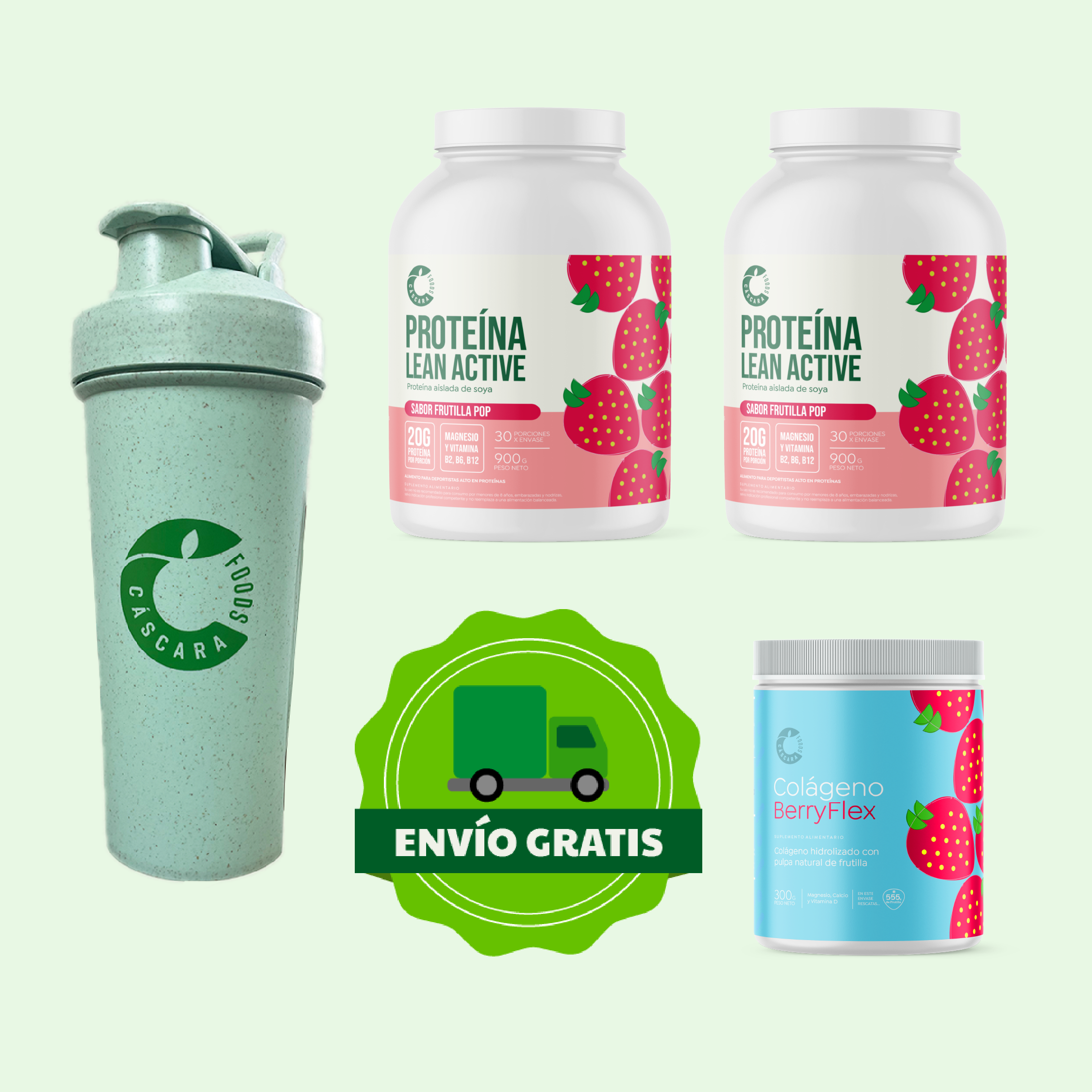Pack Nutrición & Rendimiento: 2 Proteínas + Colágeno Berryflex + Ecoshaker + Envío Gratis