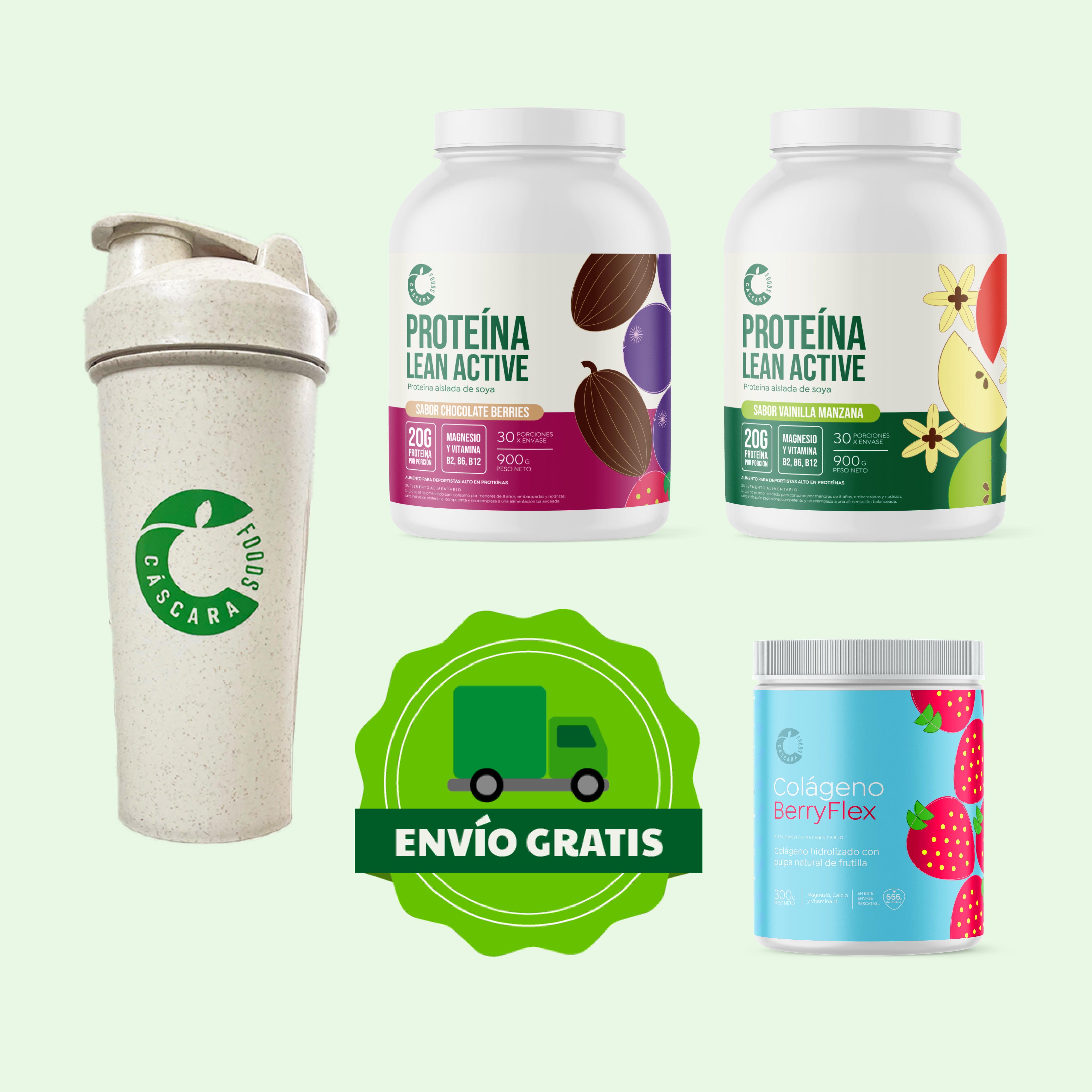 Pack Nutrición & Rendimiento: 2 Proteínas + Colágeno Berryflex + Ecoshaker + Envío Gratis