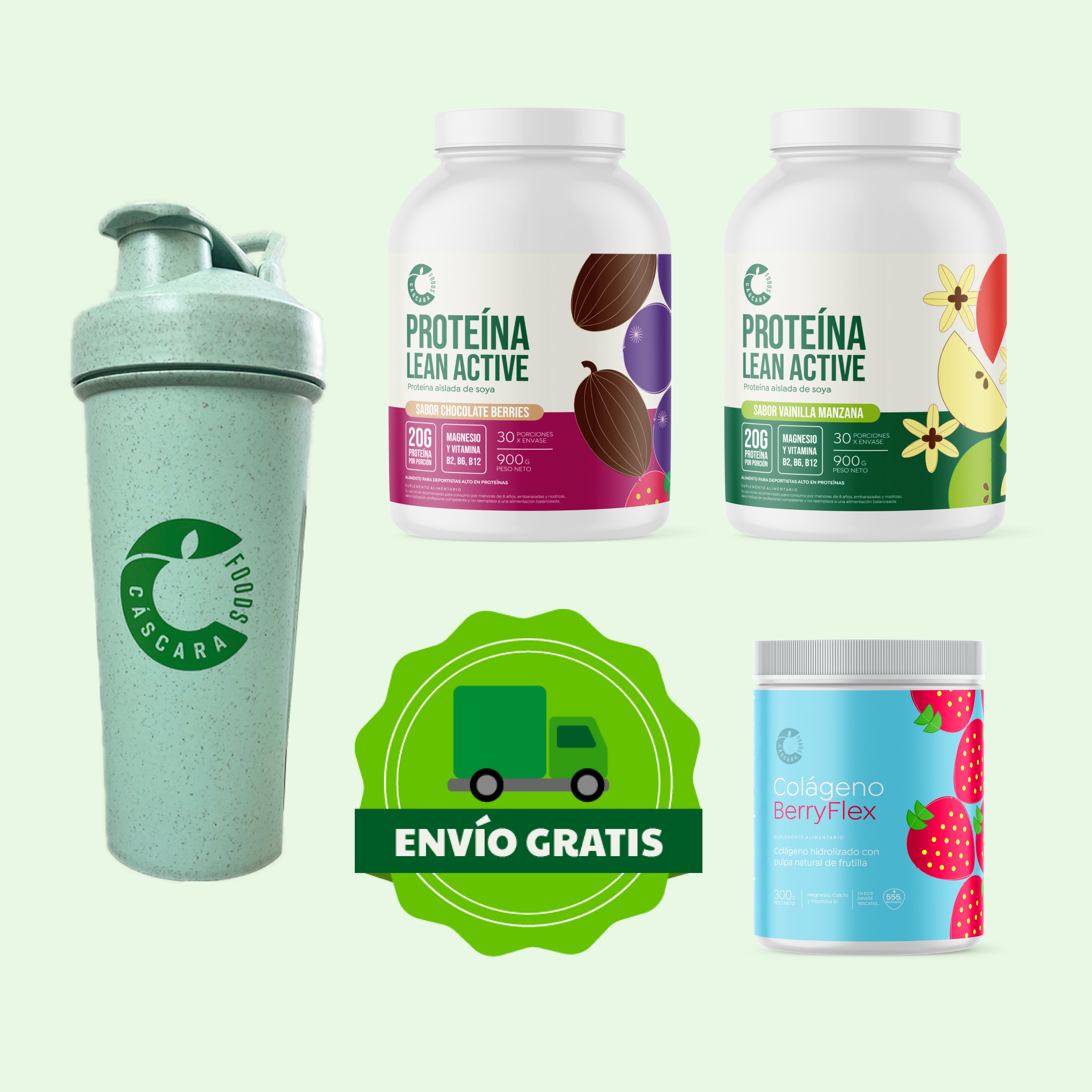 Pack Nutrición & Rendimiento: 2 Proteínas + Colágeno Berryflex + Ecoshaker + Envío Gratis