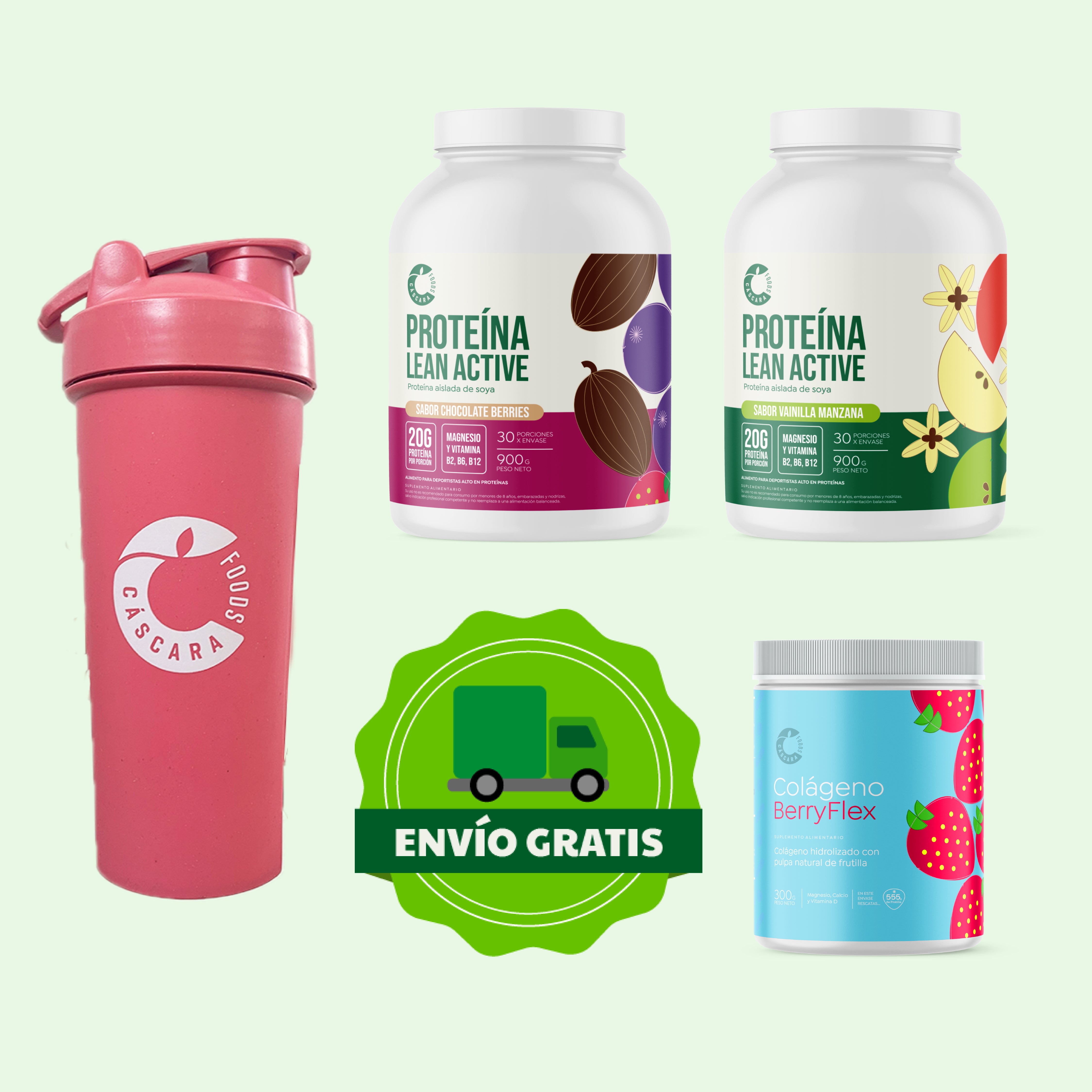 Pack Nutrición & Rendimiento: 2 Proteínas + Colágeno Berryflex + Ecoshaker + Envío Gratis