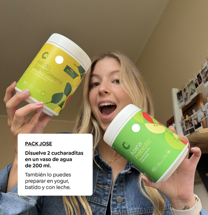 Pack Jose: 1 Batido Supergreens Piña + 1 Azana Prebiotic + 4 Sachets Colágeno Antiox