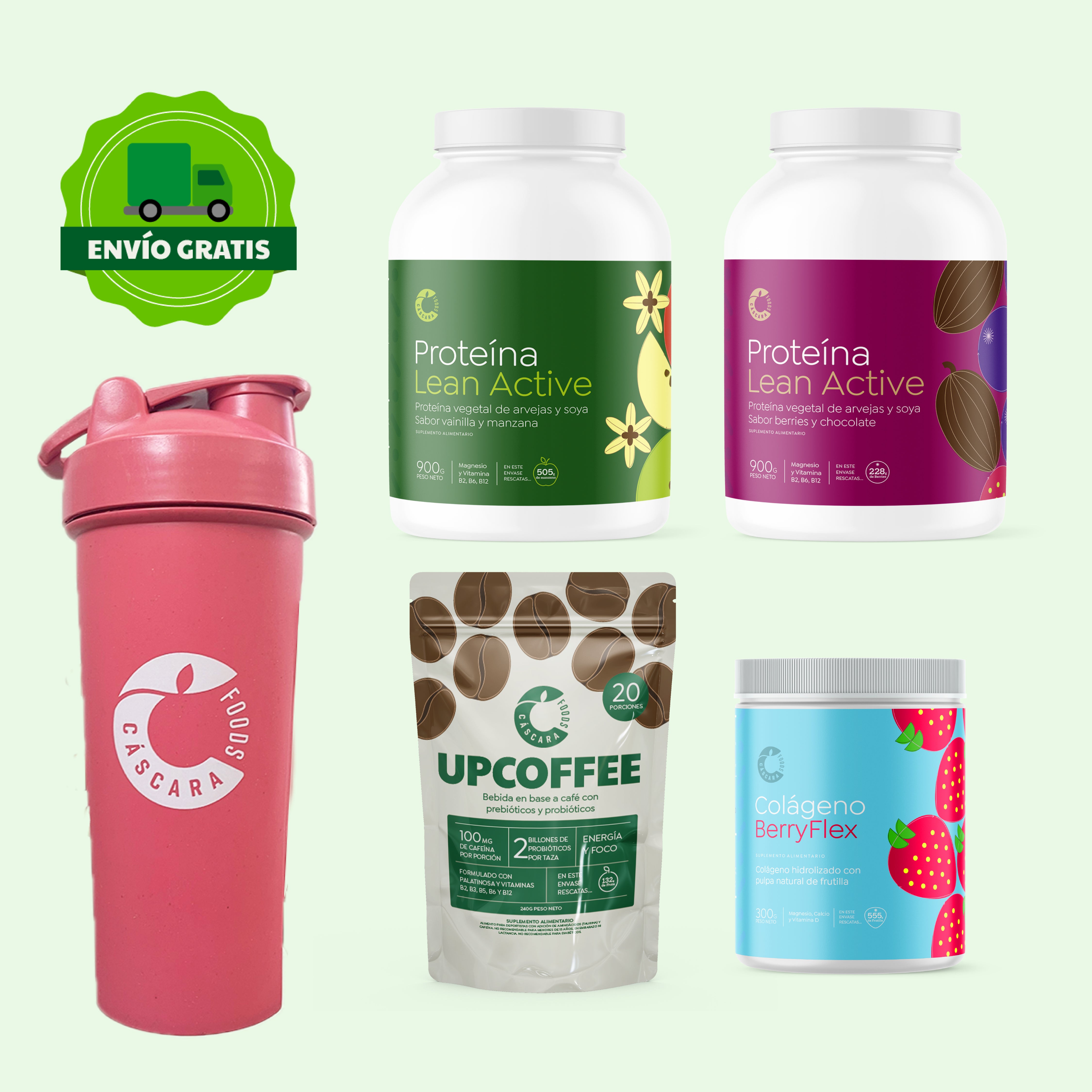 Pack Nutrición & Rendimiento: 2 Proteínas + Colágeno Berryflex + Ecoshaker + Envío Gratis
