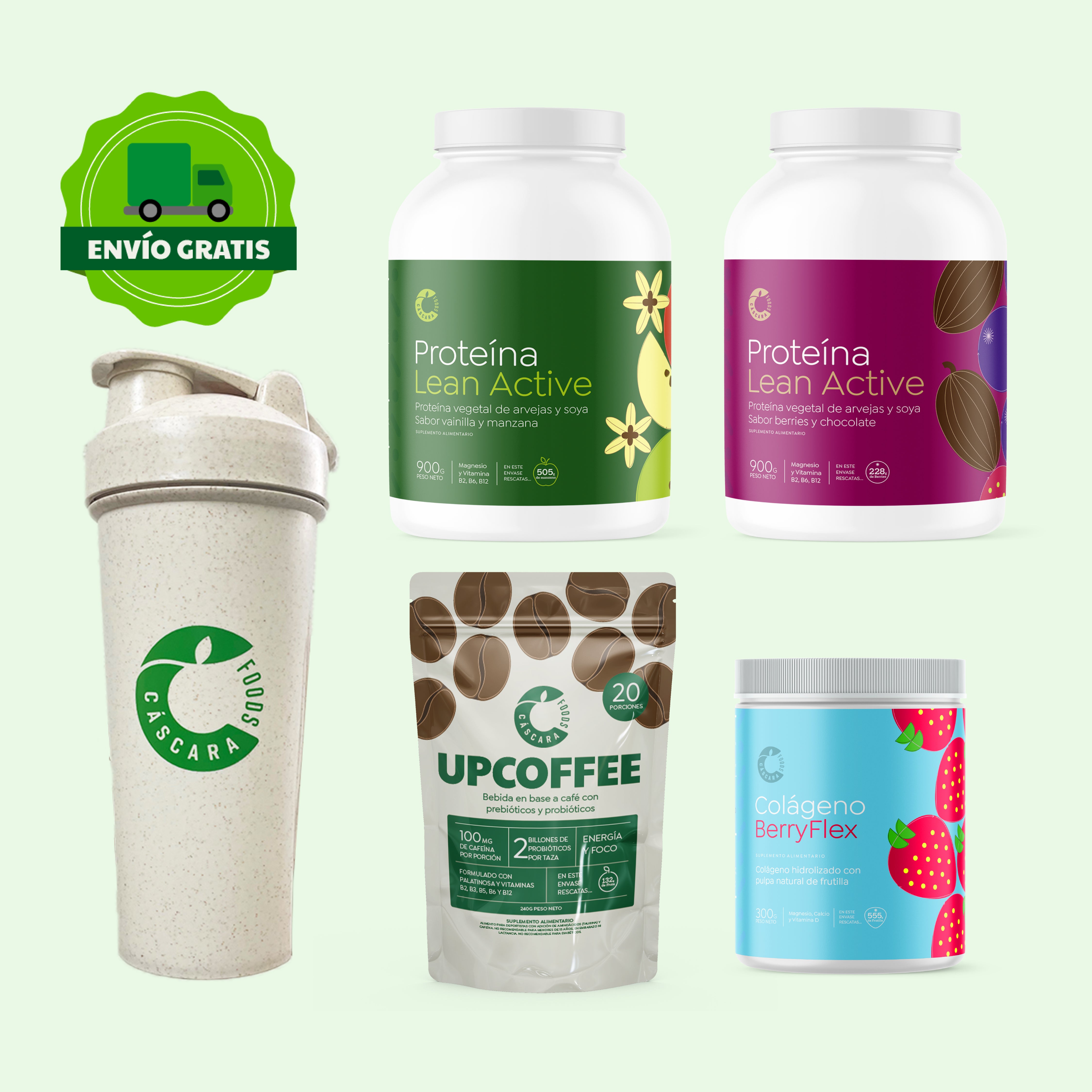Pack Nutrición & Rendimiento: 2 Proteínas + Colágeno Berryflex + Ecoshaker + Envío Gratis