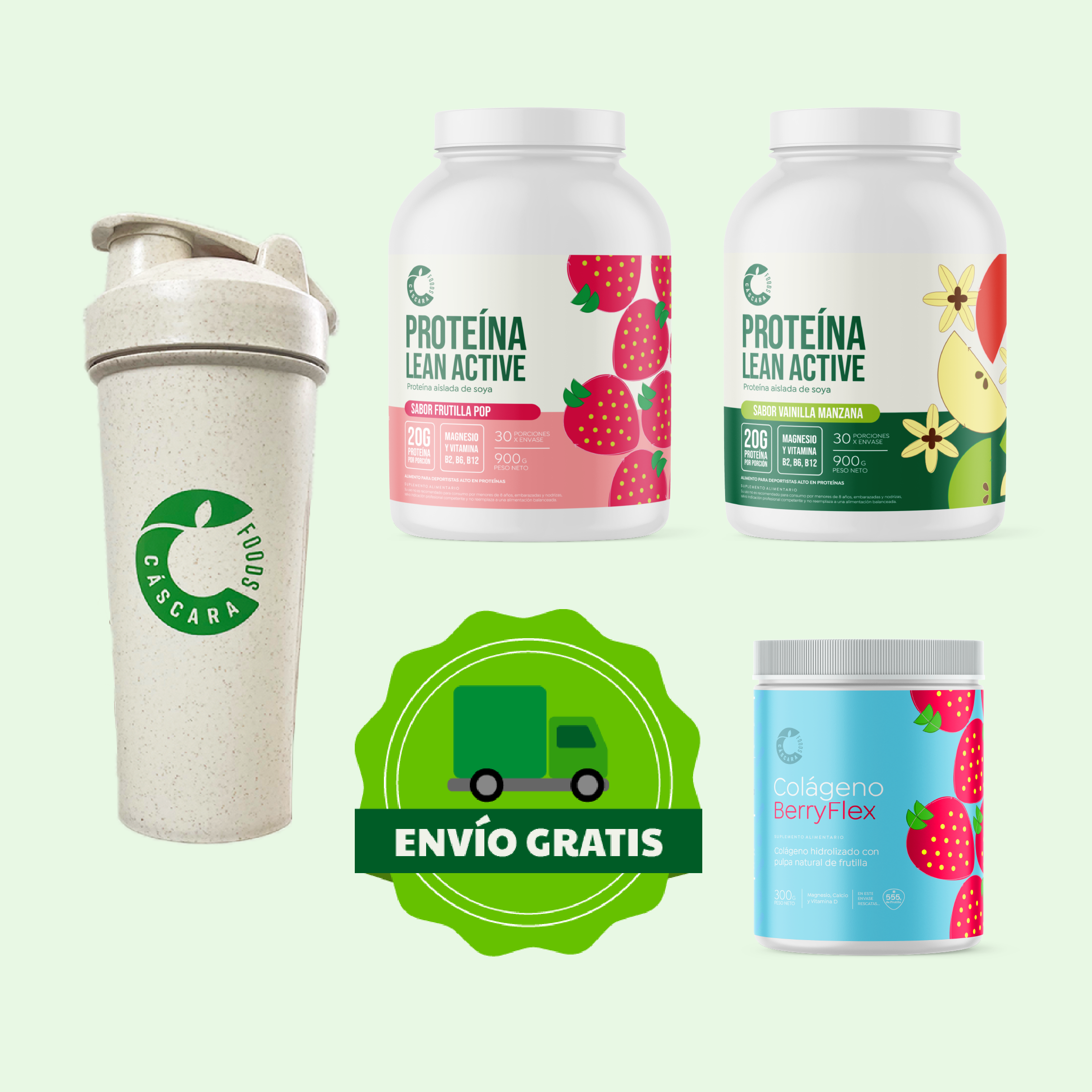 Pack Nutrición & Rendimiento: 2 Proteínas + Colágeno Berryflex + Ecoshaker + Envío Gratis