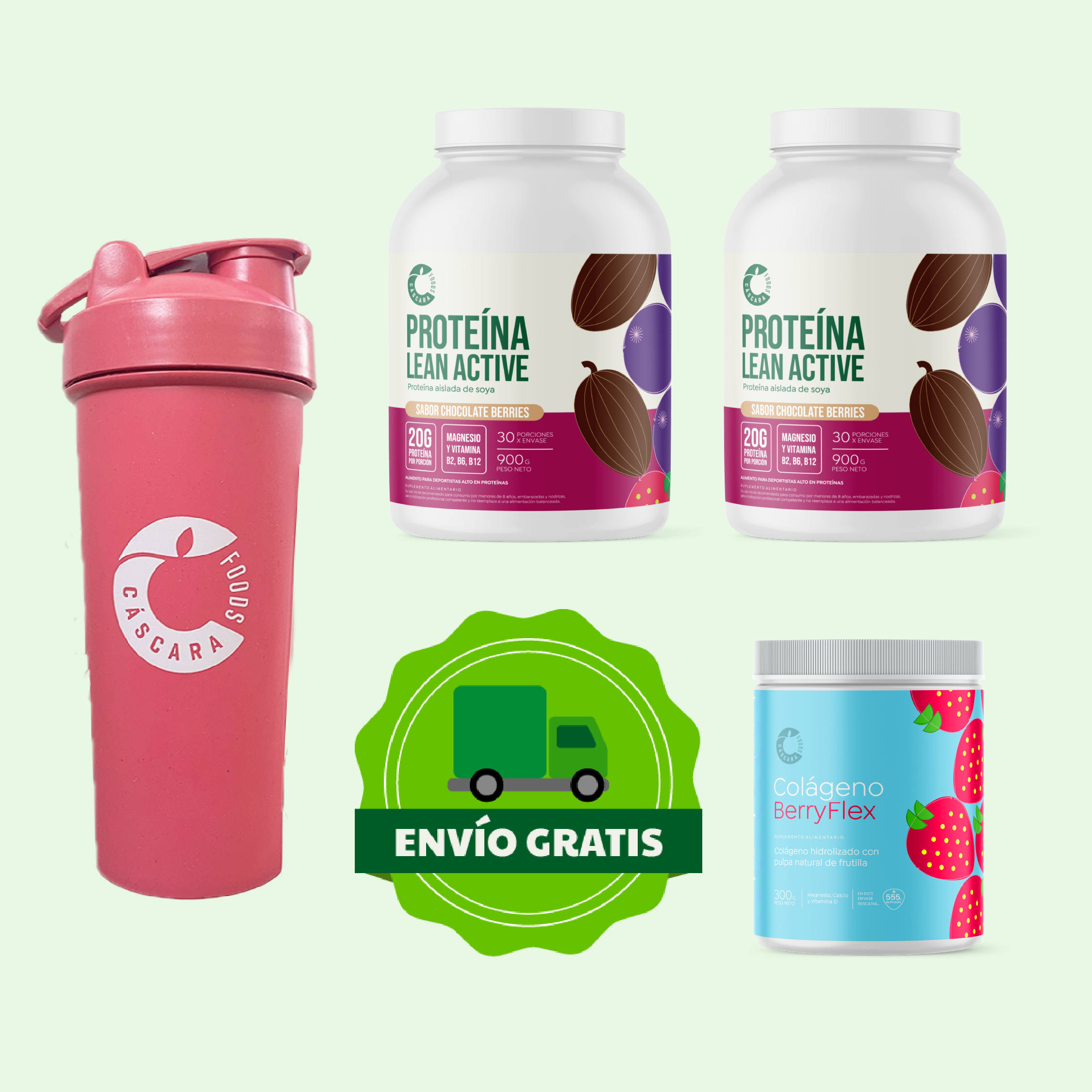 Pack Nutrición & Rendimiento: 2 Proteínas + Colágeno Berryflex + Ecoshaker + Envío Gratis