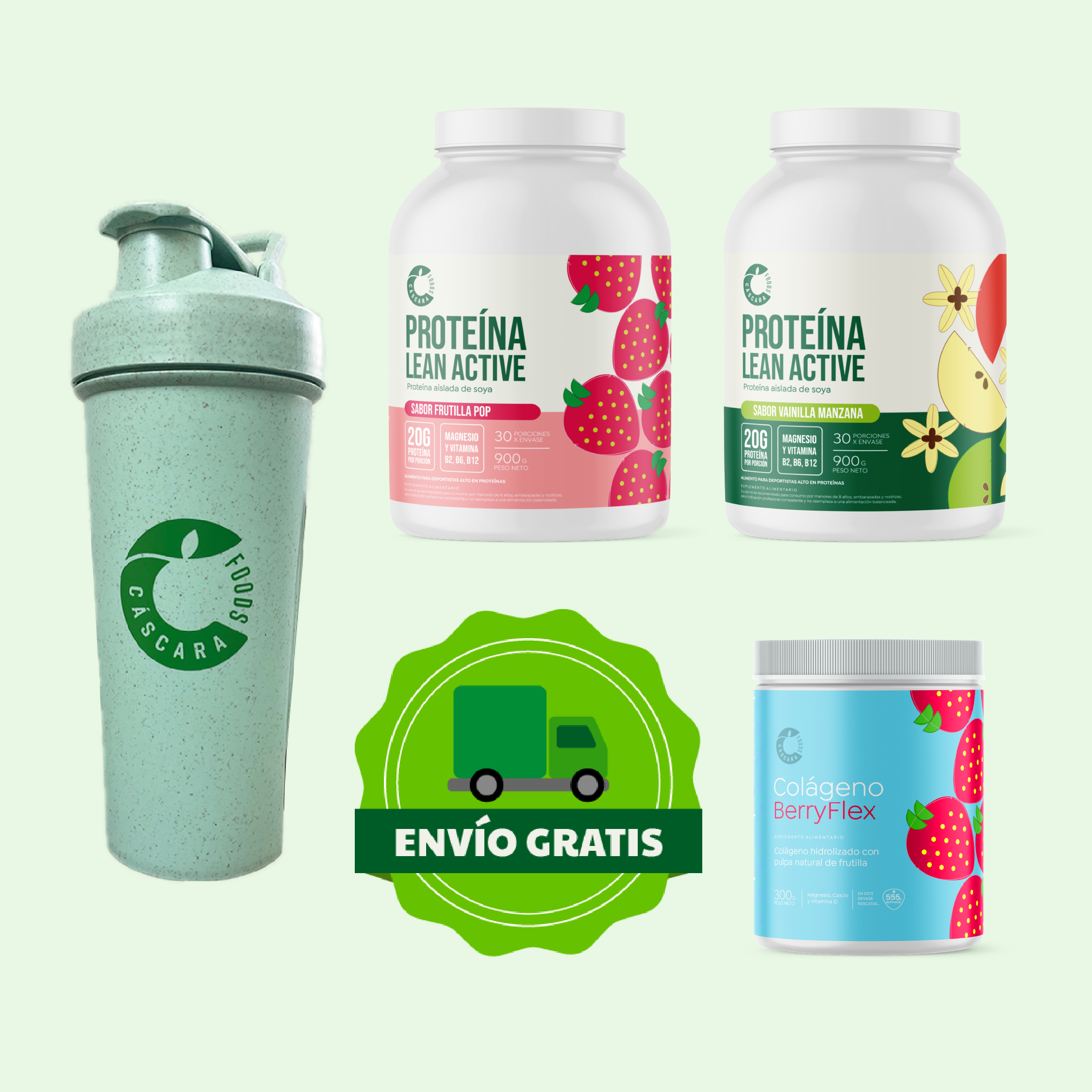 Pack Nutrición & Rendimiento: 2 Proteínas + Colágeno Berryflex + Ecoshaker + Envío Gratis