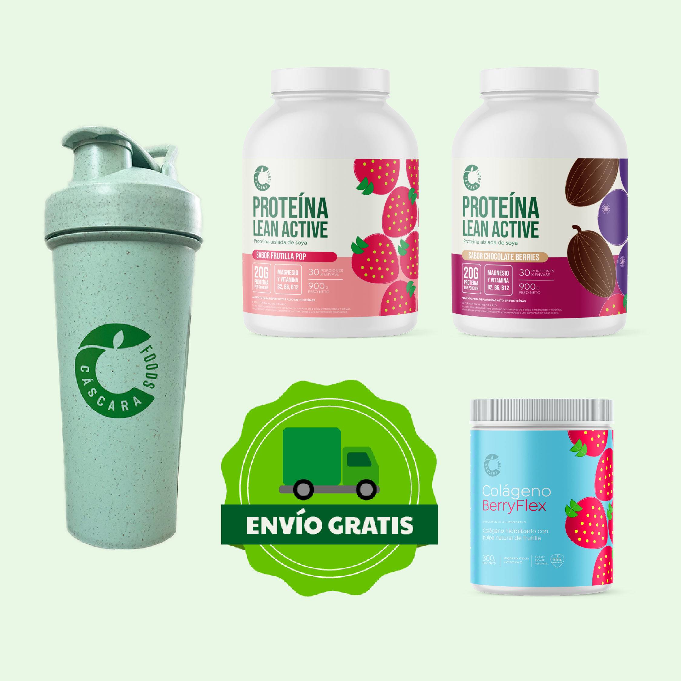 Pack Nutrición & Rendimiento: 2 Proteínas + Colágeno Berryflex + Ecoshaker + Envío Gratis