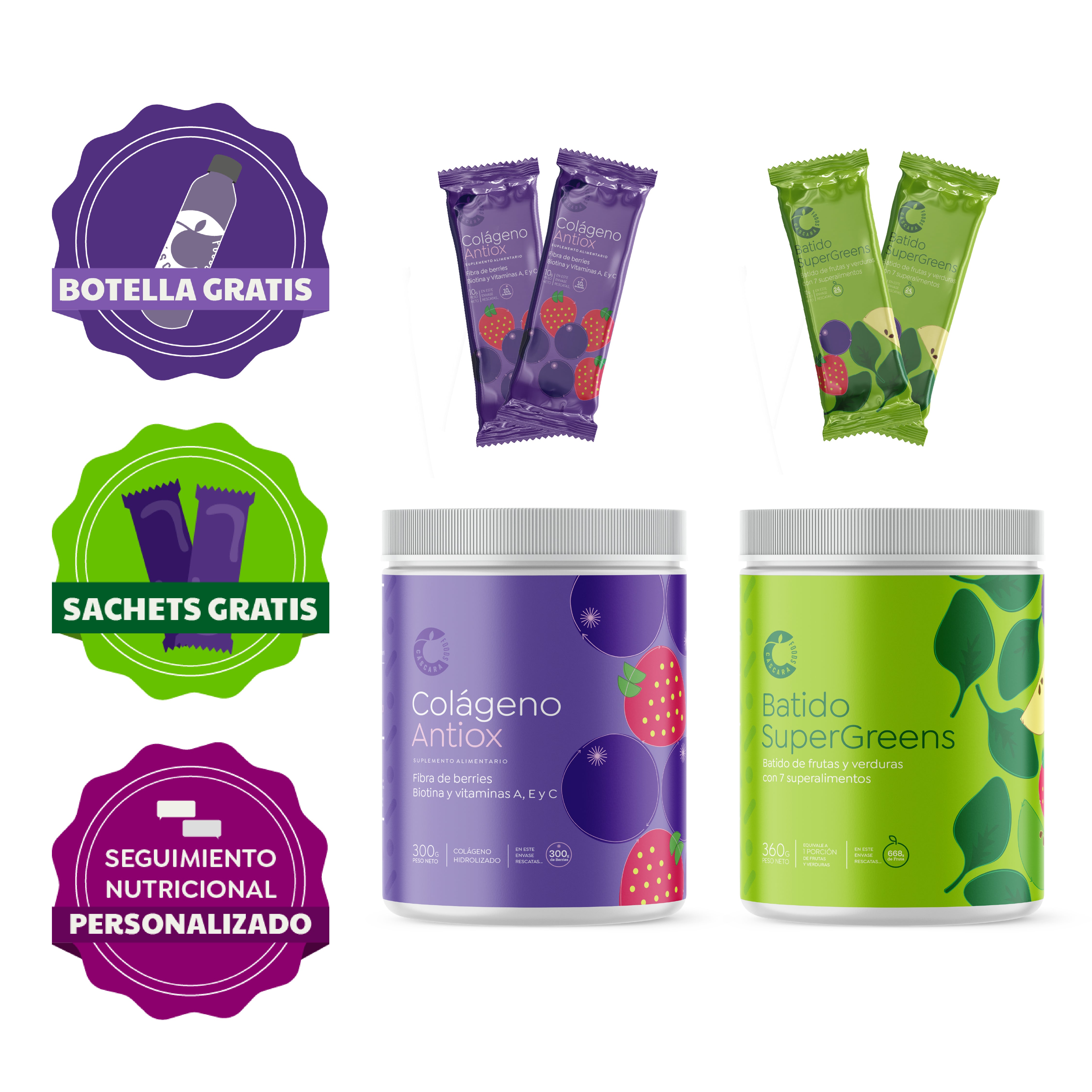 Kit de Inicio: Prueba Cáscara + Botella y Sachets gratis 🎁