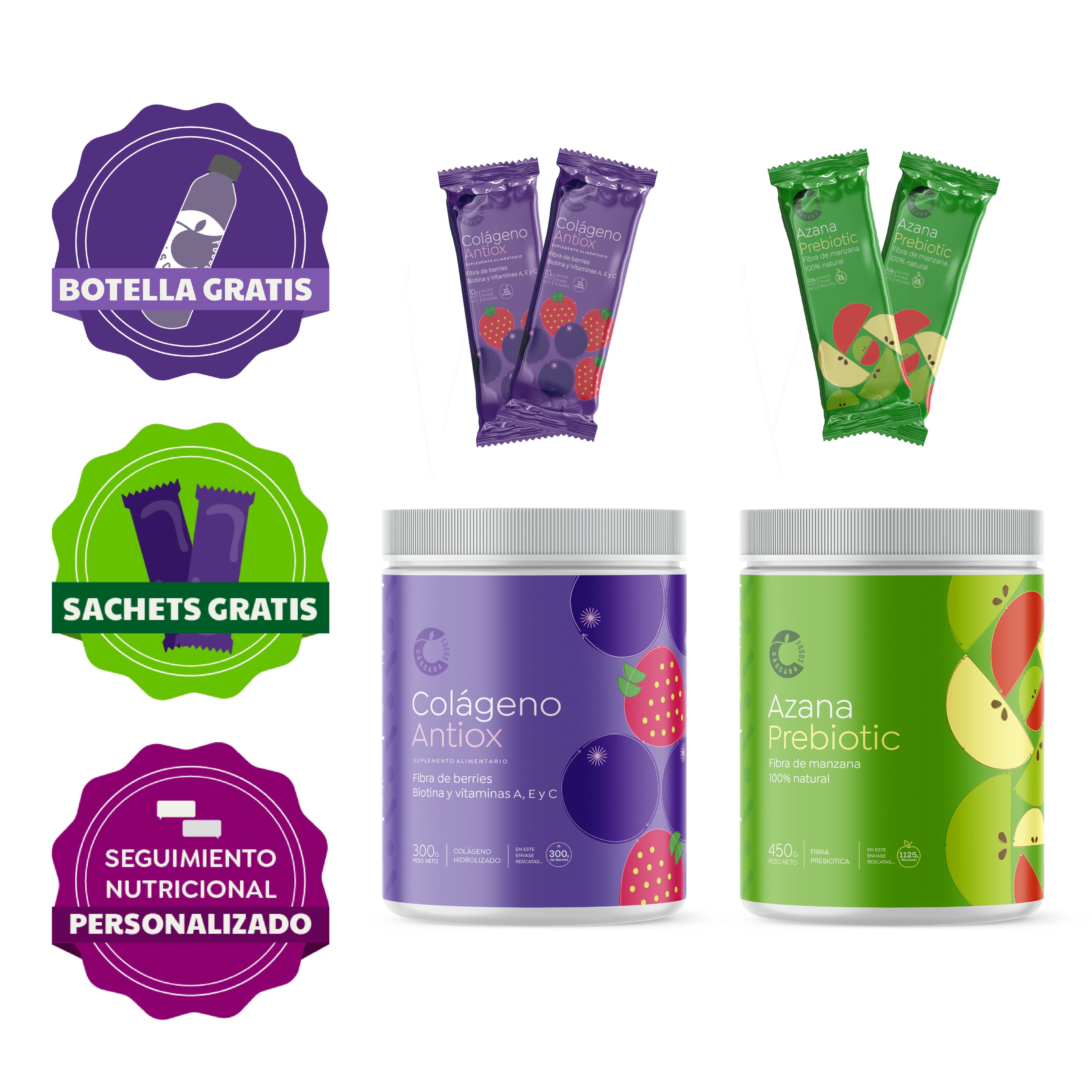 Kit de Inicio: Prueba Cáscara + Botella y Sachets gratis 🎁